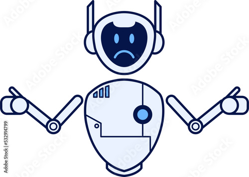 Robot character with asking gesture
