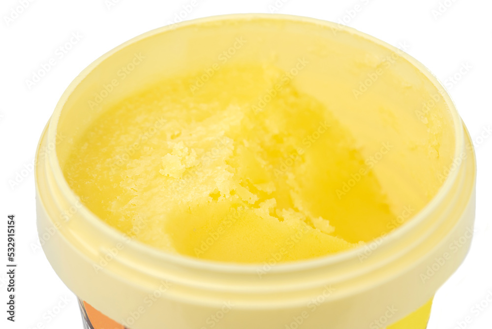 The natural clarified butter in the bucket The natural clarified butter in the bucket
