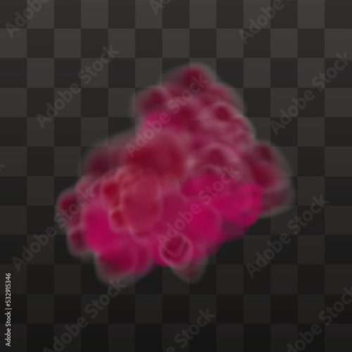 Realistic scary mystical red fog or dust in night Halloween. Purple poisonous gas, dust and smoke effect.