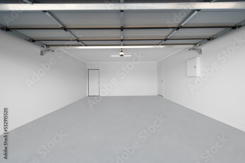 Empty garage gate opened.