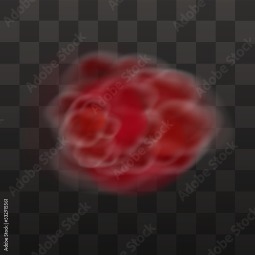 Realistic scary mystical red fog or dust in night Halloween. Purple poisonous gas, dust and smoke effect.