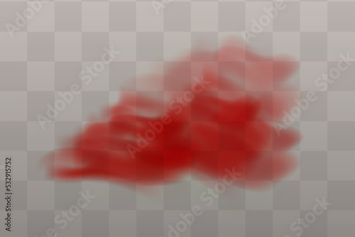 Realistic scary mystical red fog or dust in night Halloween. Purple poisonous gas, dust and smoke effect.