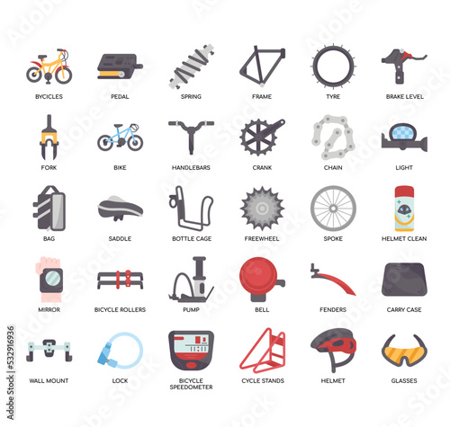 Set of Bicycles thin line icons for any web and app project.