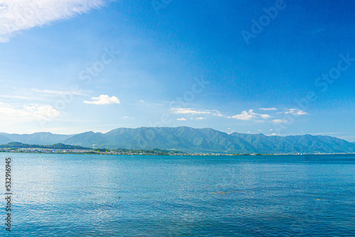 湖と山々 背景素材 滋賀県・琵琶湖