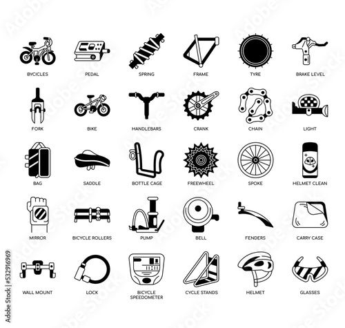 Fotografering Set of Bicycles thin line icons for any web and app project.