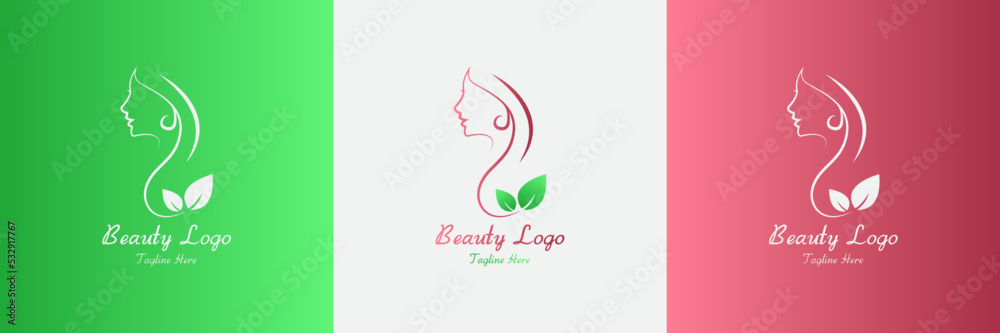 Beauty woman's face logo template