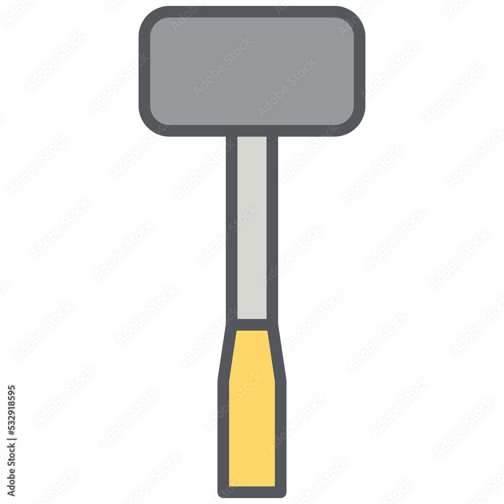 rubber hammer construction tools icon set collection