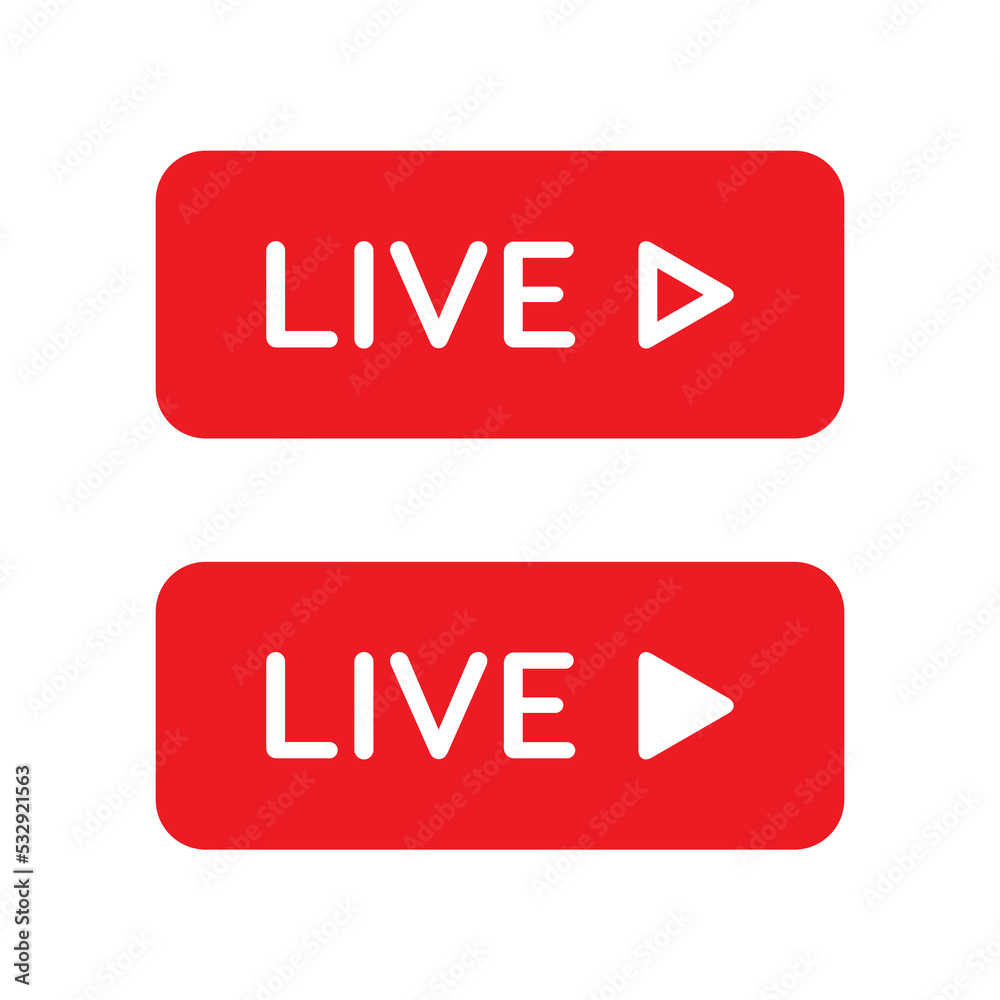 Live streaming video button icon vector in flat style Live streaming video button icon vector in flat style