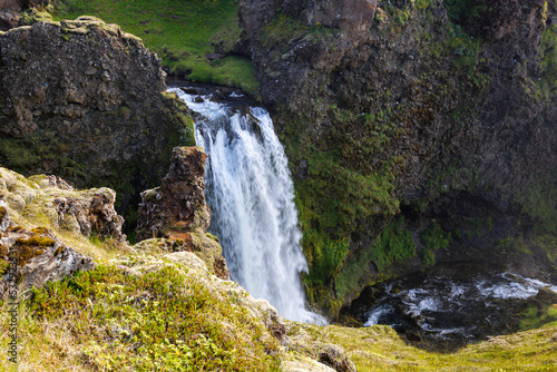 an unknown little waterfall next to the famous Seljalandsfoss waterfall, Iceland