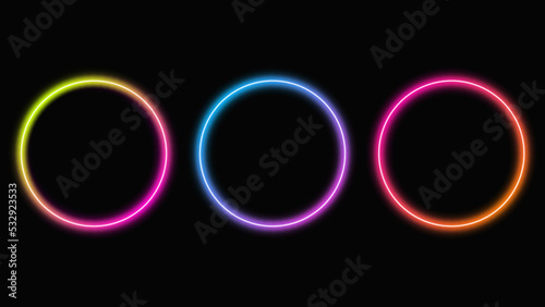 Neon circle. Glow light effect. Round frame. Abstract vector background photo