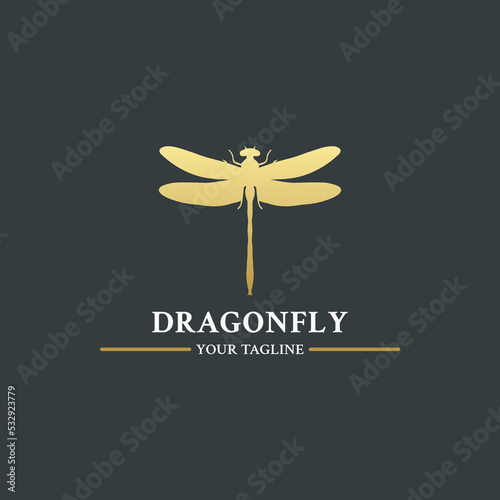 Dragonfly Logo or Simple Gold Dragonfly Logo. Minimalist Gold Dragonfly Logo Design. Dragonfly logo inspiration simple gold. Dragon Fly Logo Icon.