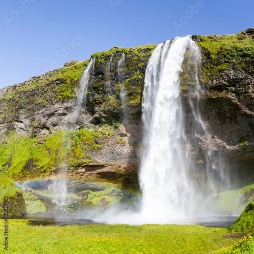 the Seljalandsfoss in summer  Iceland