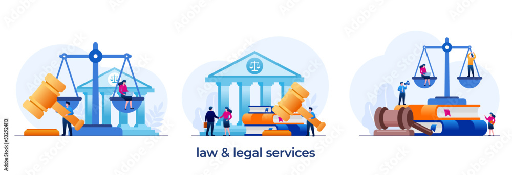 law firm and legal services concept, lawyer consultant, adviser, consultation, notary, flat illustration vector