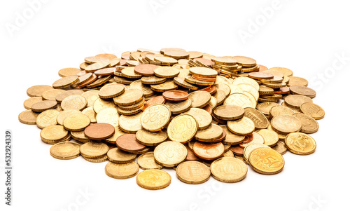 Stapel Euro münzen auf hellem Hintergrund