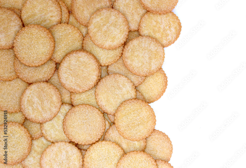 stack of round cracker biscuits background stack of round cracker biscuits background