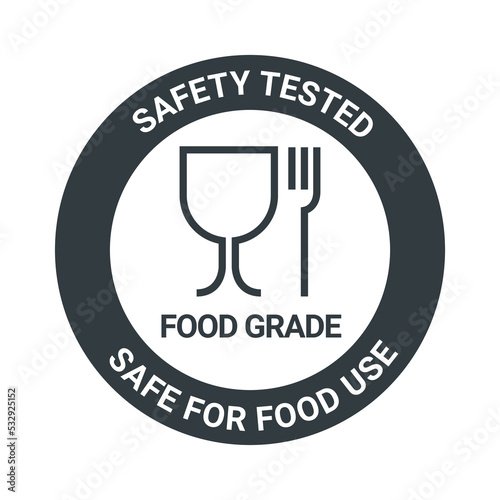 Food grade icon pictogram plastic contact fork and glass symbol. Food grade hygiene packaging sign