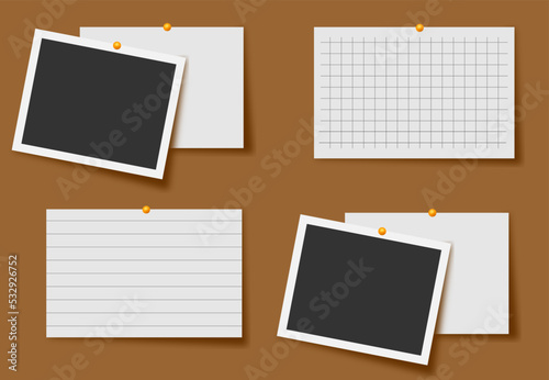 sat blank photo frame with pins. Photo Frame. Polaroid photo frame, Photo frames with realistic drop shadow vector effect isolated design.