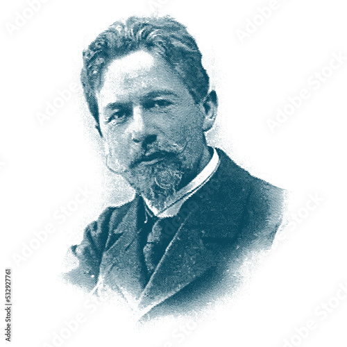 Vector portrait of a Russian writer. Anton Chekhov is a Russian playwright, one of the greatest authors of short works. photo