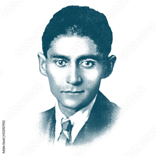 Franz Kafka engraved vector portrait. German-speaking Bohemian Jewish novelist and short story writer. photo