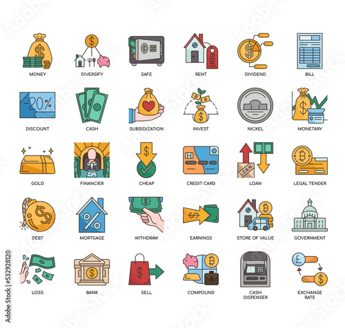 Set of Money thin line icons for any web and app project.