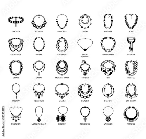 Set of Necklace thin line icons for any web and app project.