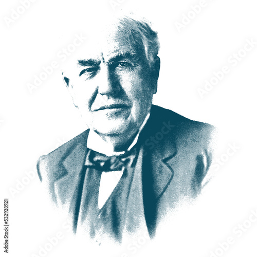 Foto Thomas A. Edison, engraving illustration