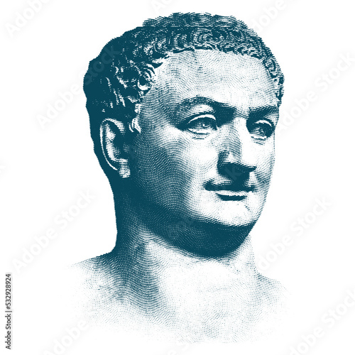 Titus Flavius Vespasianus. Charcoal drawing of roman emperor Titus's statue. photo