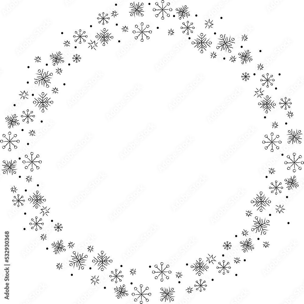 Christmas minimal doodle line art wreath