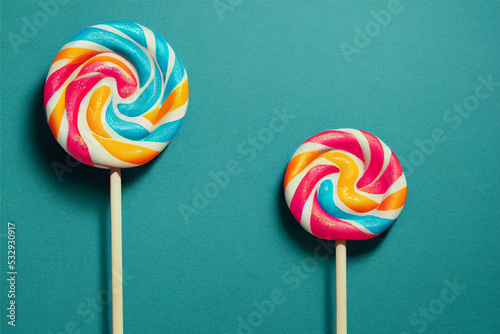 Fotografia Colorful appetizing lollipop on colorful background.