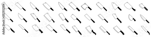 Kitchen knife icon vector set. Cook illustration sign collection. Chef symbol or logo.