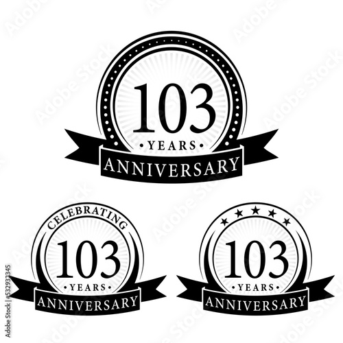 103 years anniversary logo collections. Set of 103rd Anniversary logotype template. Vector and illustration.
 photo