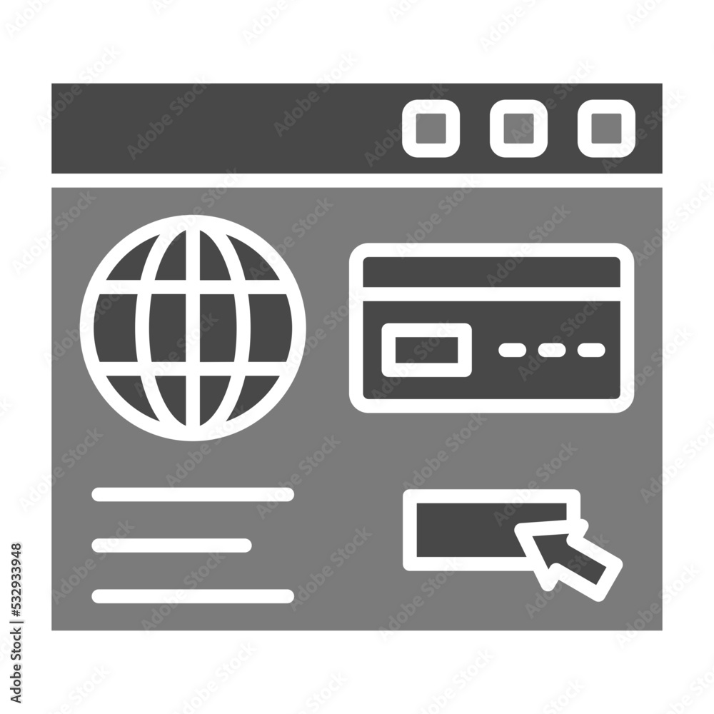 Online Card Payment Greyscale Glyph Icon Online Card Payment Greyscale Glyph Icon