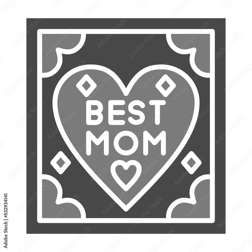 Best Mom Greyscale Glyph Icon