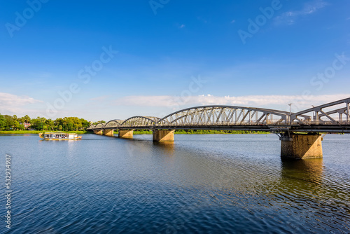 Trang Tien Bridge (also known as Truong Tien Bridge) was the first bridge in Indochina built to cross Huong Giang in Hue city of Vietnam. The bridge was built by the French in the late 19th century