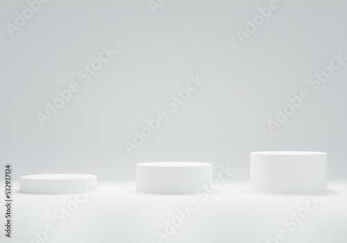 White podium for product display. presentation. display. stand to show cosmetic products. 3D rendering