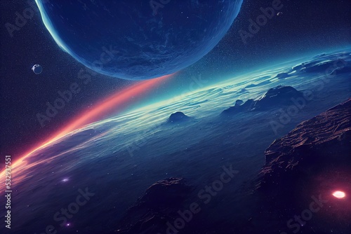 Endless space background with nebulae and stars. 3d render, Raster illustration. © Яна Деменишина