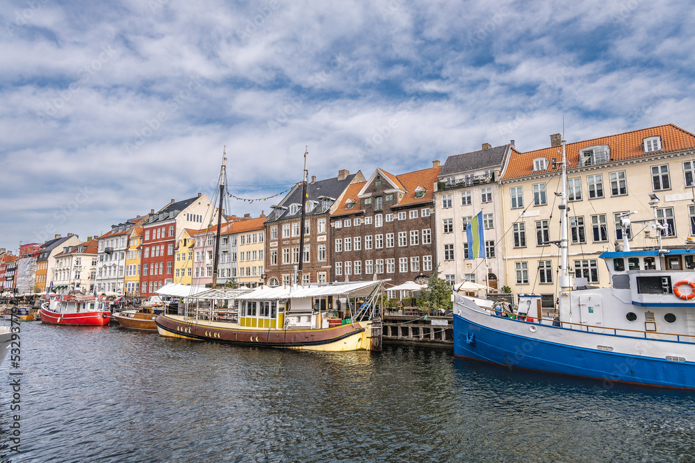 Nyhavn touristic quarter in central Copenhagen, Denmark