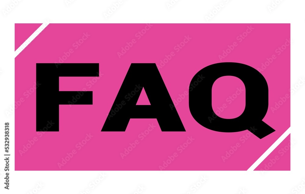 FAQ text written on pink-black stamp sign. FAQ text written on pink-black stamp sign.