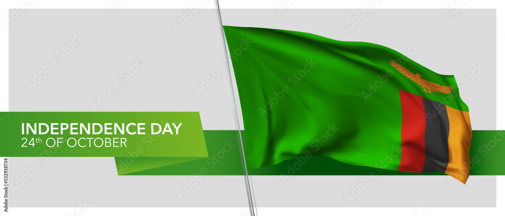 Zambia independence day vector banner, greeting card. Zambia independence day vector banner, greeting card.
