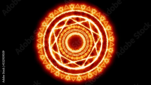 Magic circle powerful red flame energy with heaven double circle six stars