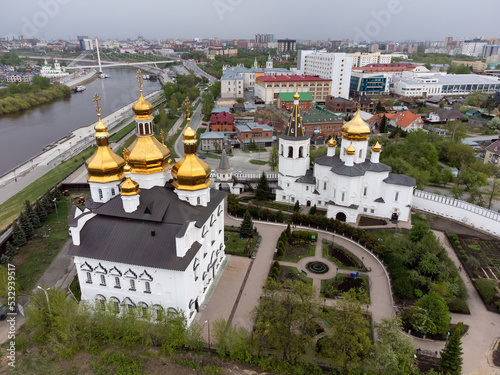 Aerial view on Holy Trinity Monastery. Tyumen