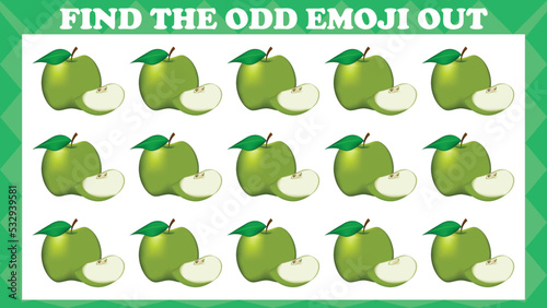 Find The Odd Emoji Out, Visual Logic Puzzle Game. Activity Game For Children. Vector Illustration.