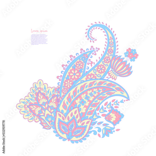 Paisley vector pattern. Isolated Fantastic flower  leaves