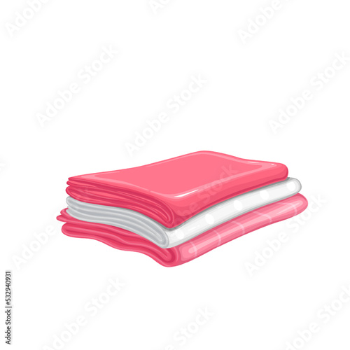 Baby fabric napkins vector illustration. Cartoon isolated cute stack of folded soft textile for newborn child care and hygiene at home, eco cotton or linen baby towels and nappy, breathable blanket