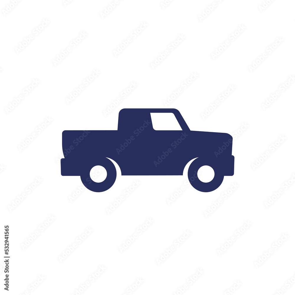 pickup truck icon on white, off-road vehicle - obrazy, fototapety, plakaty 