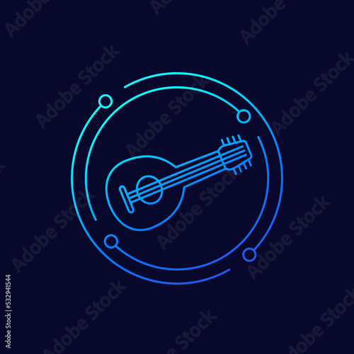 lute icon, linear vector design
