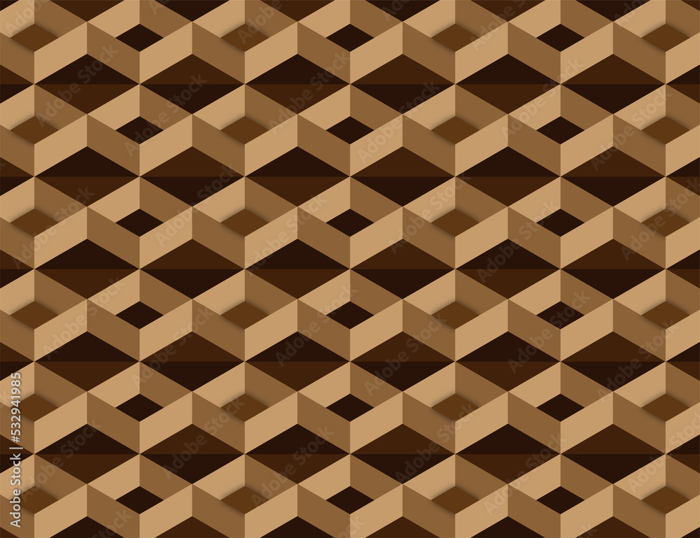 3d seamless geometric pattern background design vector on light dark brown 3d seamless geometric pattern background design vector on light dark brown