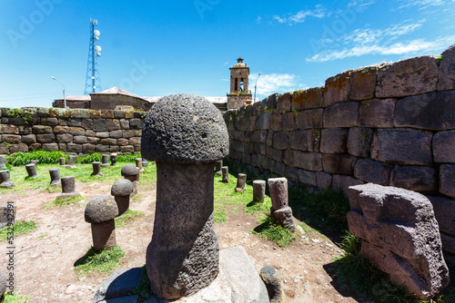Giant stone penis fertility temple Chucuito, Puno, Lake Titicaca, Peru, South America photo