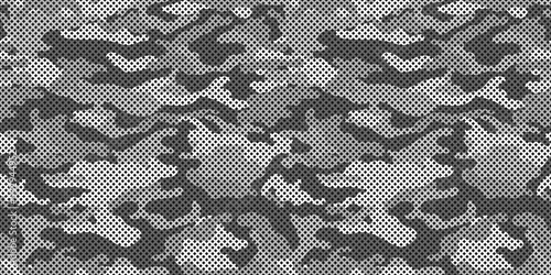 Camouflage texture seamless pattern with grid. Vector camouflage pattern for clothing design. Trendy camouflage military pattern.	