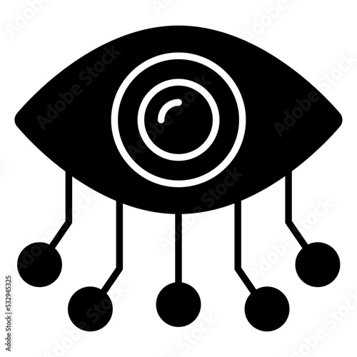 Eye with nodes network showcasing cyber eye icon